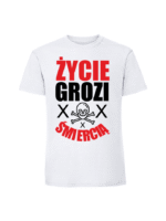 Męska koszulka  z nadrukiem – życie grozi - obrazek 3
