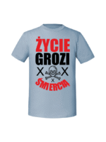 Męska koszulka  z nadrukiem – życie grozi - obrazek 2