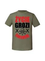 Męska koszulka  z nadrukiem – życie grozi - obrazek 6