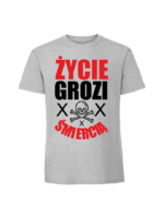 Męska koszulka  z nadrukiem – życie grozi - obrazek 5