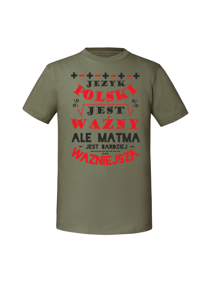 HU00189_olive.png Męska koszulka z nadrukiem – Język polski jest ważny - obrazek 1