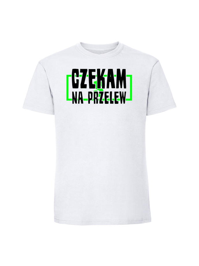 HU00212_biala.png Męska koszulka z nadrukiem – Czekam na przelew - obrazek 4