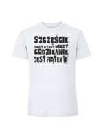 Męska koszulka  z nadrukiem – SZCZĘSCIE JEST WTEDY - obrazek 2
