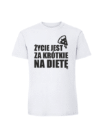 Męska koszulka  z nadrukiem – zycie jest za krótkie na diete - obrazek 6