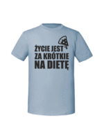 Męska koszulka  z nadrukiem – zycie jest za krótkie na diete - obrazek 5