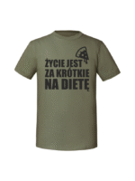 Męska koszulka  z nadrukiem – zycie jest za krótkie na diete - obrazek 4