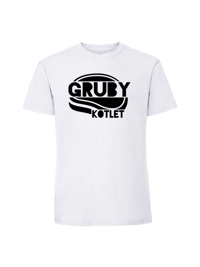 HU00231_biala.png Męska koszulka z nadrukiem – Gruby kotlet - obrazek 1