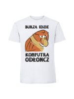 Męska koszulka  z nadrukiem – BURZA IDZIE KOMPUTRA ODŁONCZ - obrazek 6