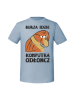 Męska koszulka  z nadrukiem – BURZA IDZIE KOMPUTRA ODŁONCZ - obrazek 5