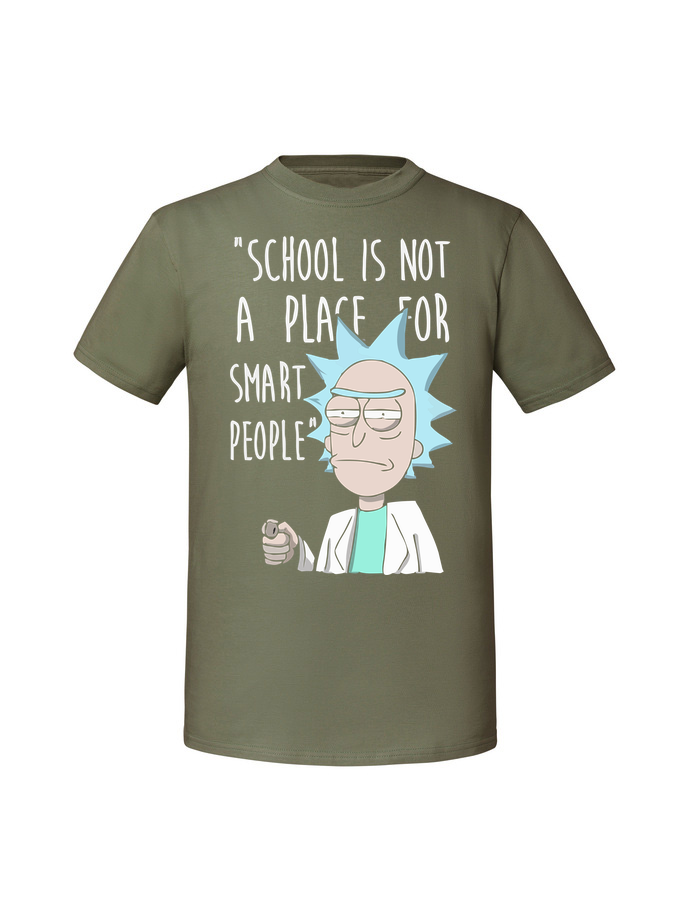 HU00251_olive.png Męska koszulka z nadrukiem – SCHOOL IS NOT A PLACE TO SMART PEOPLE - obrazek 1