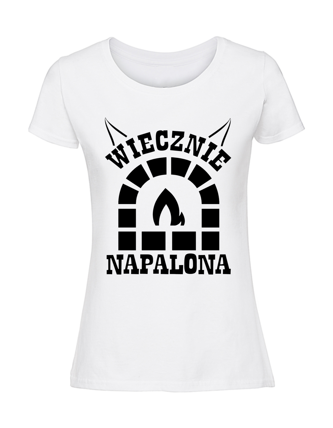 KK00005_biala.png Damska koszulka z nadrukiem – Wiecznie napalona - obrazek 1