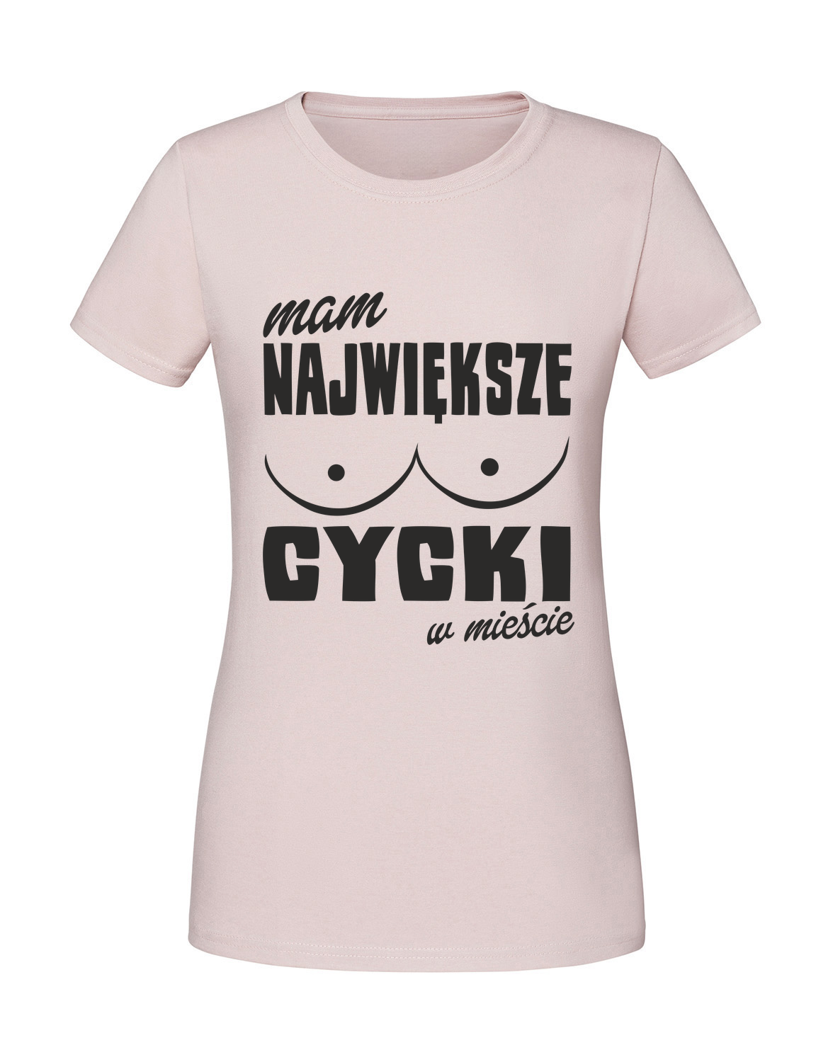 KK00006_pudrowy_roz.png Damska koszulka z nadrukiem – Mam Największe Cycki w Mieście - obrazek 1