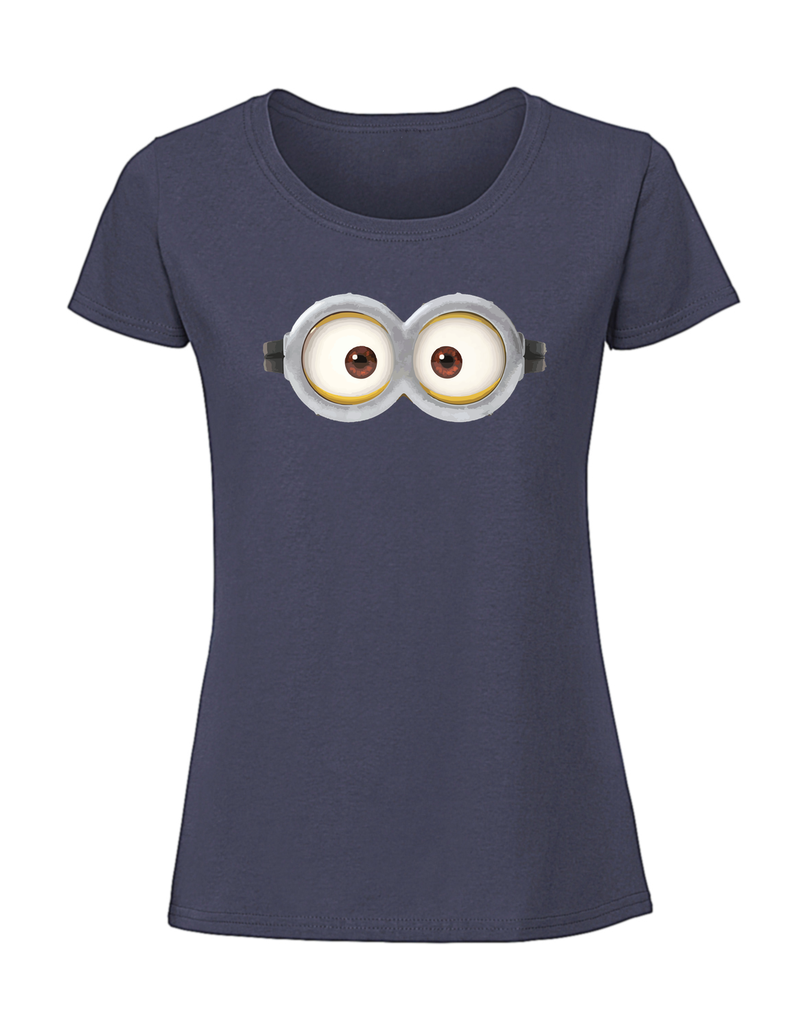 KK00008_granatowa.png Damska koszulka z nadrukiem – OCZY MINIONKI - obrazek 1