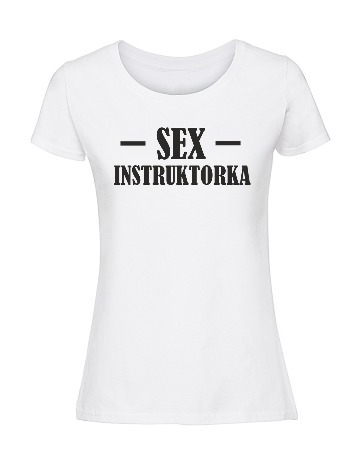 KK00011_biala.png Damska koszulka z nadrukiem – Sex instruktorka - obrazek 1