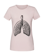 Damska koszulka  z nadrukiem – płuca szkic