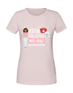 Damska koszulka  z nadrukiem – jestem położną mój mąż może spać spokojnie v1 - obrazek 3