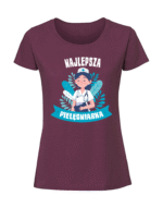 Damska koszulka  z nadrukiem – NAJLEPSZA PIELĘGNIARKA NIEBIESKA PREZENT - obrazek 3