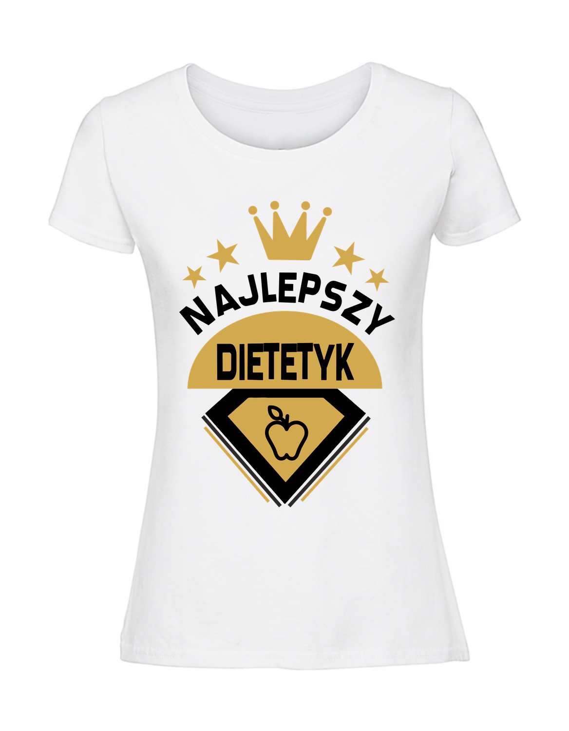 MD00063_biala.png Damska koszulka z nadrukiem – Najleszy dietetyk - obrazek 1