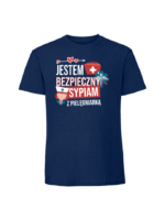 Męska koszulka  z nadrukiem – sypiam z pielęgniarką jestem bezpieczny v2 - obrazek 6