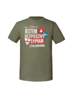 Męska koszulka  z nadrukiem – sypiam z pielęgniarką jestem bezpieczny v2