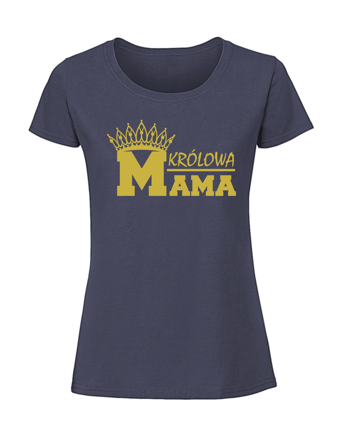 MM00040_granatowa.png Damska koszulka z nadrukiem – królowa mama - obrazek 1