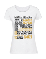 Damska koszulka  z nadrukiem – Mama idealna cechy - obrazek 3