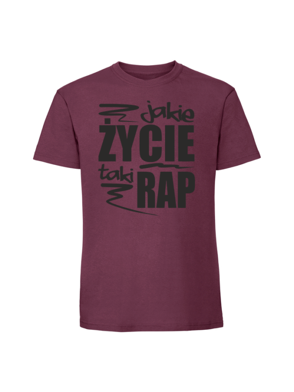 Męska koszulka  z nadrukiem – Jakie życie taki rap