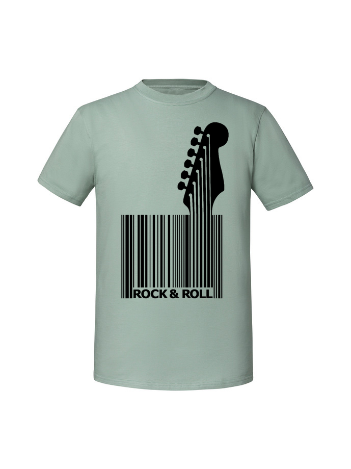 MU00023_mietowa.png Męska koszulka z nadrukiem – KOD KRESKOWY GITARA ROCK N ROLL - obrazek 1