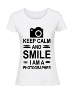 Damska koszulka  z nadrukiem – Keep calm and smile photographer - obrazek 3