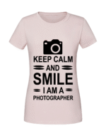 Damska koszulka  z nadrukiem – Keep calm and smile photographer - obrazek 4