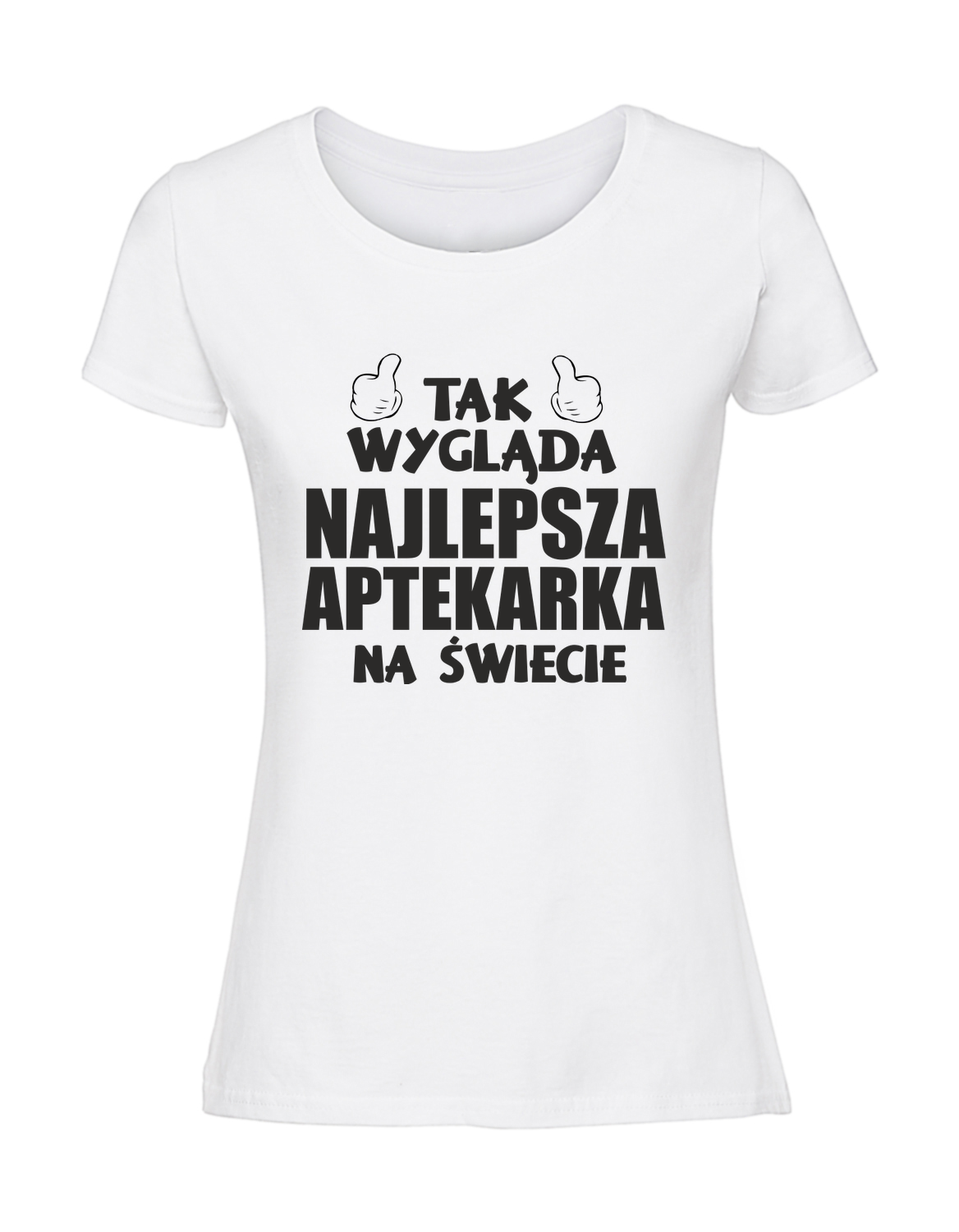 PC00012_biala.png Damska koszulka z nadrukiem – NAJLEPSZA APTEKARKA - obrazek 1