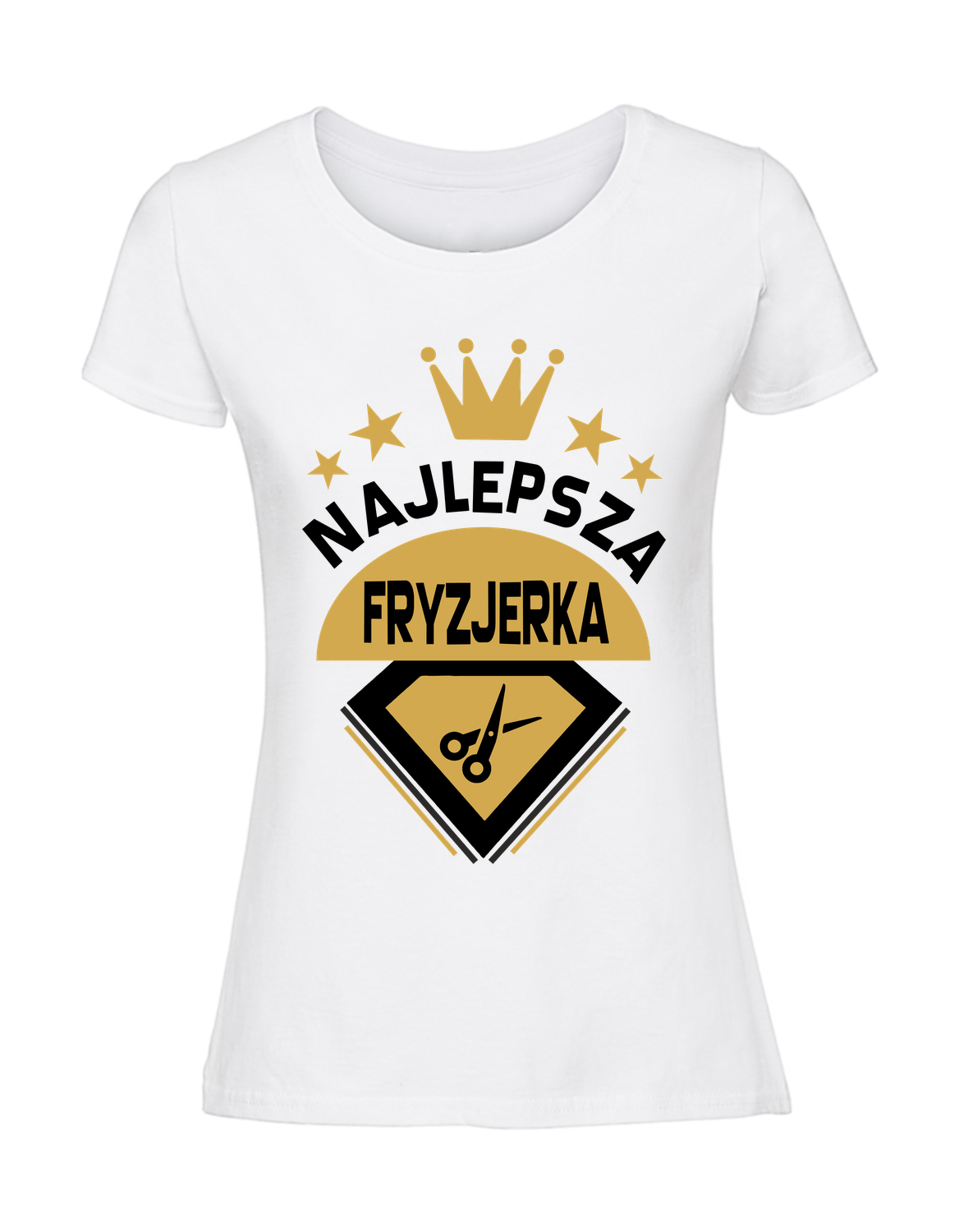 PC00018_biala.png Damska koszulka z nadrukiem – Najlepsza Fryzjerka v2 - obrazek 1