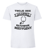 Męska koszulka  z nadrukiem – Najlepszy Ratownik Medyczny + Imię