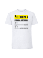 Męska koszulka  z nadrukiem – Elektryk stawka godzinowa - obrazek 2