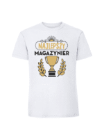 Męska koszulka  z nadrukiem – NAJLEPSZY MAGAZYNIER PUCHAR - obrazek 3