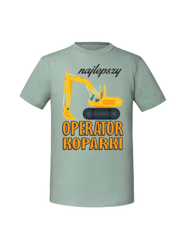 Męska koszulka  z nadrukiem – operator koparki v1