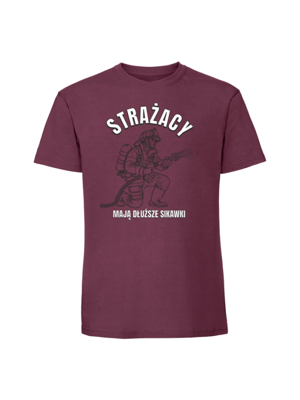 Męska koszulka  z nadrukiem – strażacy mają dłuższe sikawki v2