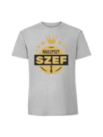 Męska koszulka  z nadrukiem – NAJLEPSZY SZEF ZŁOTY
