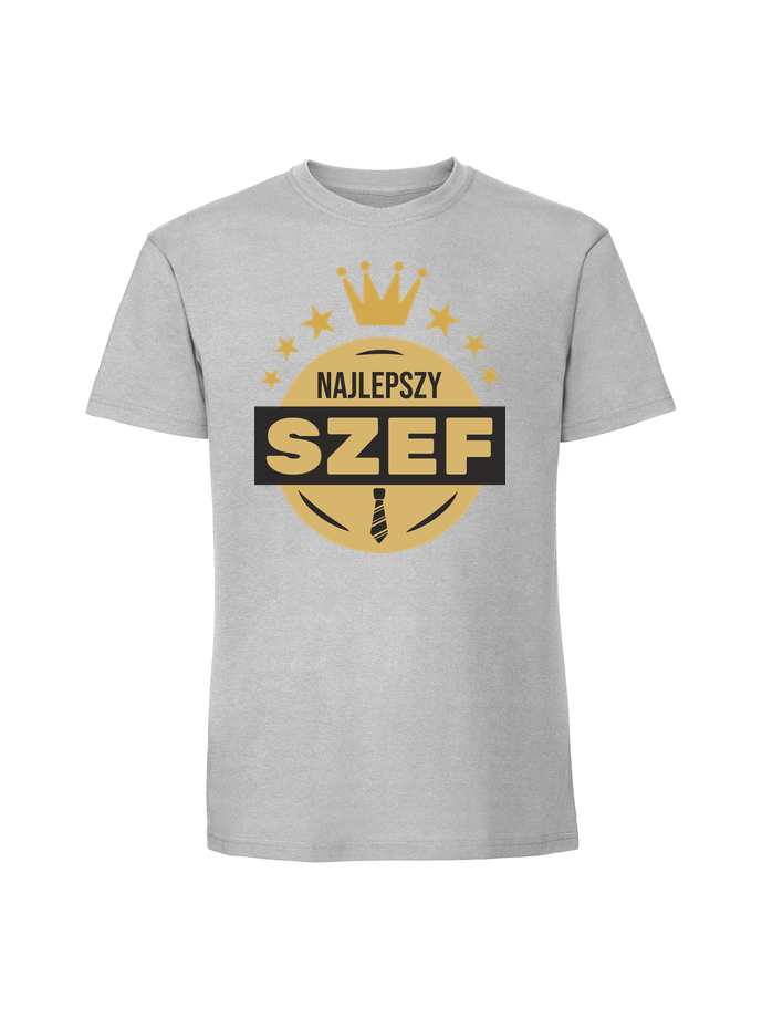 PR00148_pastelowy_szary.png Męska koszulka z nadrukiem – NAJLEPSZY SZEF ZŁOTY - obrazek 1