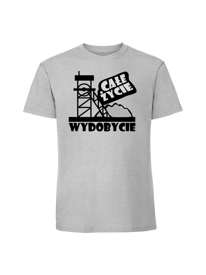 PR00150_pastelowy_szary.png Męska koszulka z nadrukiem – Całe życie wydobycie - obrazek 1