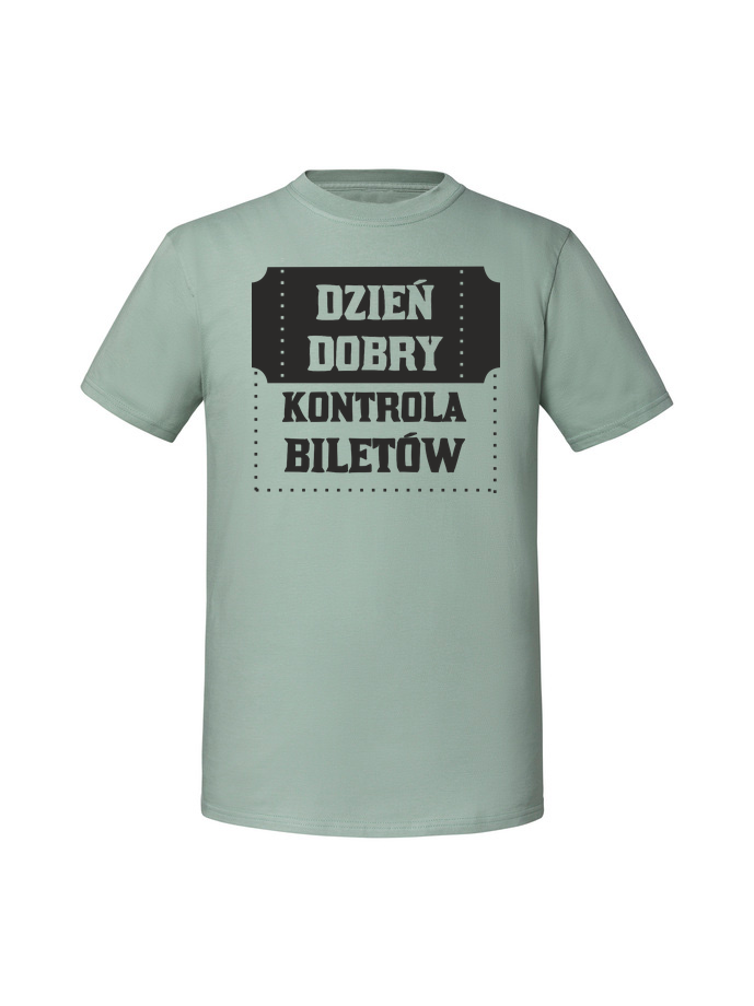 PR00153_mietowa.png Męska koszulka z nadrukiem – Dzień dobry kontrola - obrazek 1