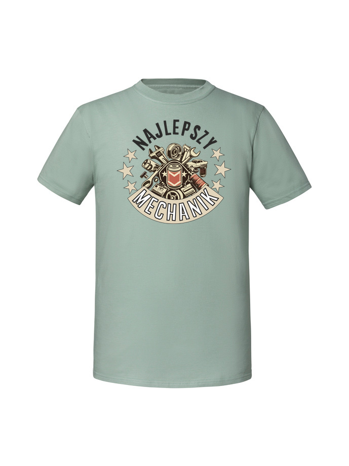 PR00159_mietowa.png Męska koszulka z nadrukiem – najlepszy mechanik v1 - obrazek 1
