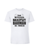 Męska koszulka  z nadrukiem – NAJLEPSZY BARMAN - obrazek 3