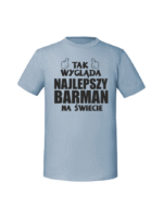 Męska koszulka  z nadrukiem – NAJLEPSZY BARMAN - obrazek 4