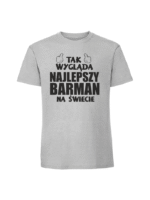 Męska koszulka  z nadrukiem – NAJLEPSZY BARMAN - obrazek 2