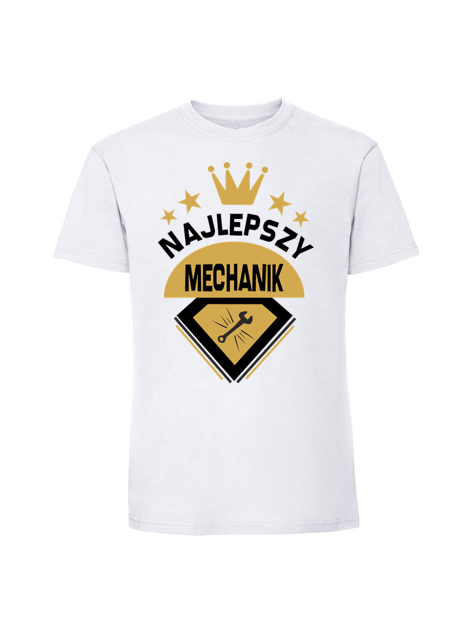 PR00173_biala.png Męska koszulka z nadrukiem – Najlepszy mechanik v3 - obrazek 1