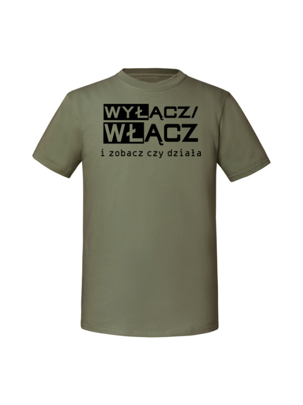 Męska koszulka  z nadrukiem – Wyłącz włącz i zobacz czy działa