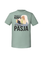 Męska koszulka  z nadrukiem – praca w korpo to moja pasja leniwiec - obrazek 4