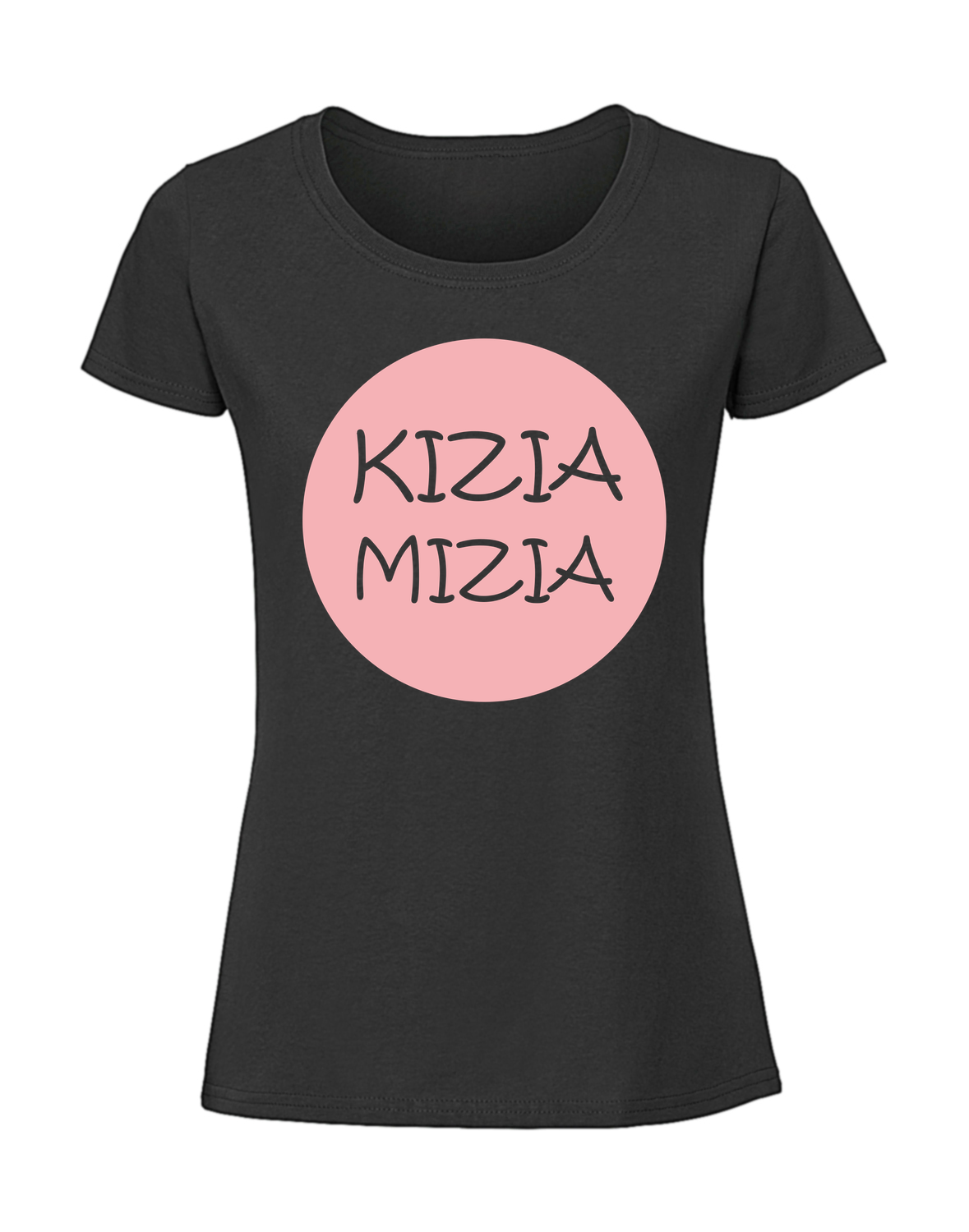 PZ00005_czarna.png Damska koszulka z nadrukiem – kizia mizia - obrazek 1