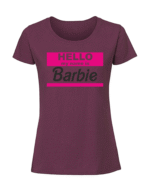 Damska koszulka  z nadrukiem – hello my name is barbie - obrazek 3